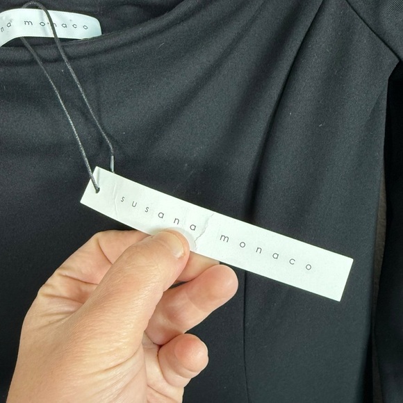 NWT Susana Monaco Off The Shoulder Skater Dress in Black Size M - Picture 9 of 12